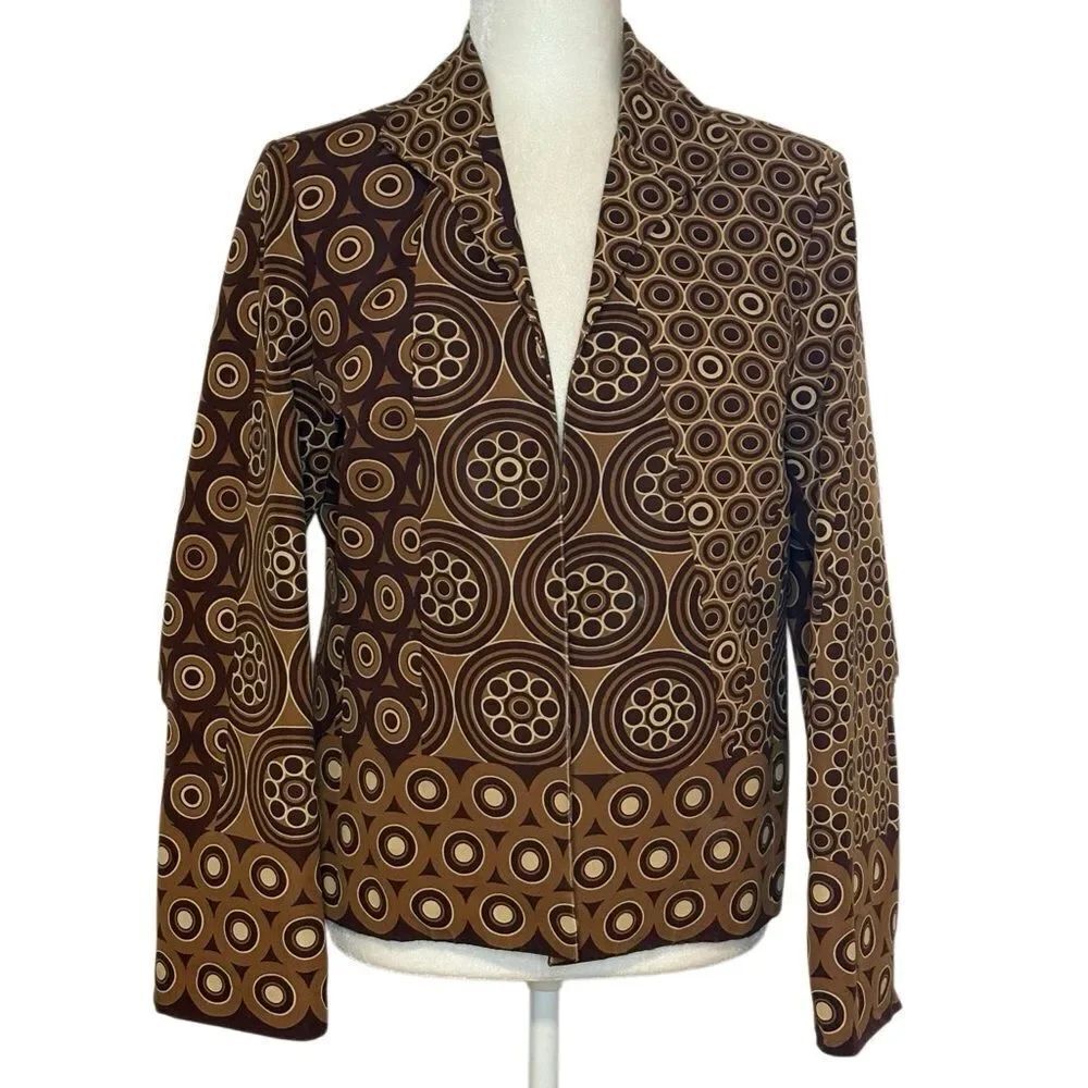 Vintage Marshall Fields Silk Blend Geometric Print Blazer. Sz 10. Good Condition